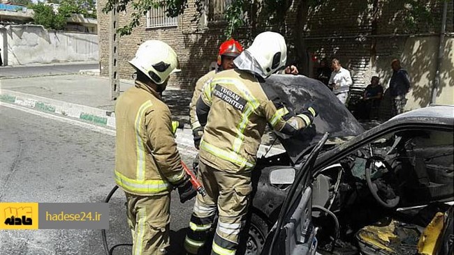آتش سوزی خودروی سواری در سعادت آباد خسارت مالی بر جای گذاشت.