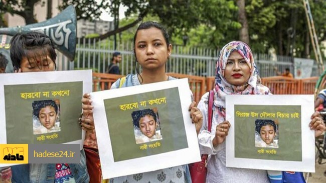 پلیس بنگلادش اعلام کرد: نصرت جهان رفیع دختر ۱۹ ساله به‌ خاطر گزارش کردن مزاحمت‌های مدیر مدرسه‌اش به پلیس به آتش کشیده شد.