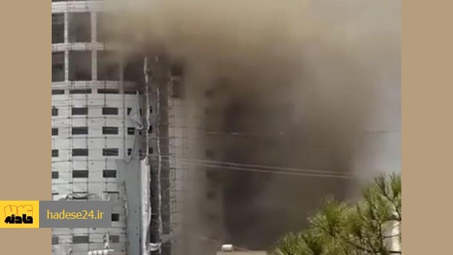زیرزمین هتل در حال ساخت آسمان ، در شیراز طعمه حریق شد .