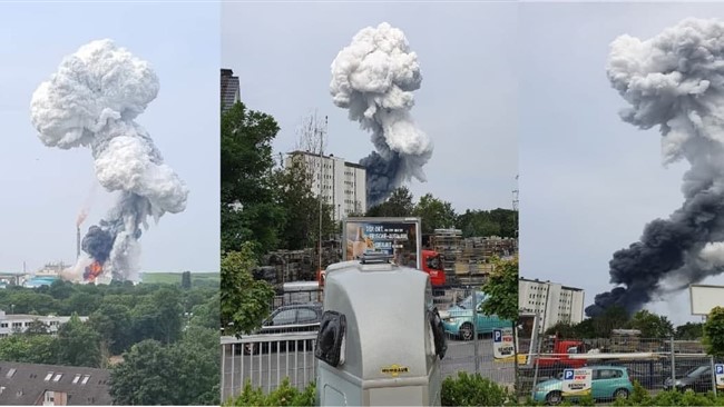 یک شبکه آلمانی گزارش داد که از محل تأسیسات مواد شیمیایی «بایر» در شهر لورکوزن صدای انفجار شنیده شده و ستون بزرگی از دود سفید از محل انفجار به آسمان برخاسته است.